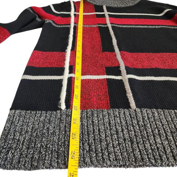 Liz Claiborne Womens Vintage Knit Turtleneck Sweater Size Medium Red Black Plaid - Picture 11 of 11